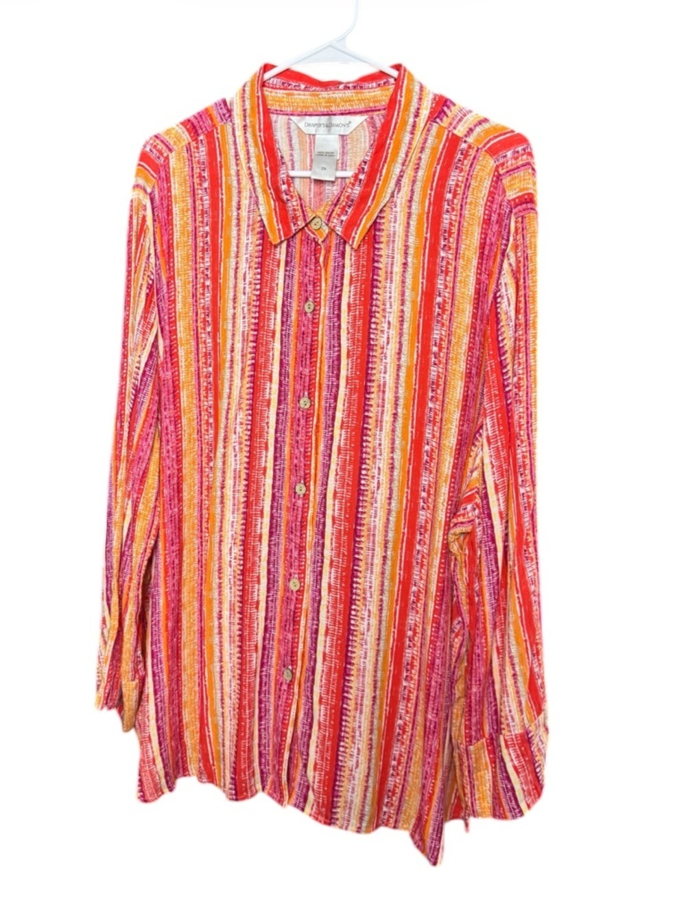 Draper's & Damons Multicolor Striped Button Front Top 2X